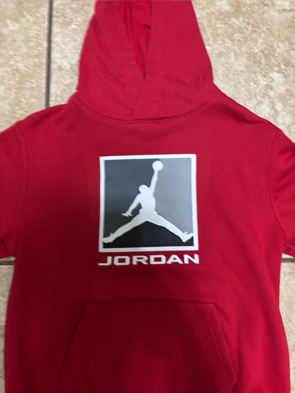 Jordan kids Red Pullover Hoodie with White Jumpman Graphic